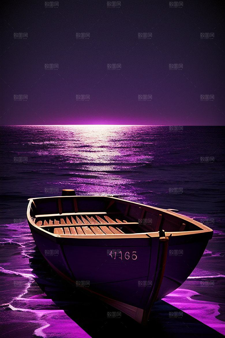 特色的紫色海洋独木舟