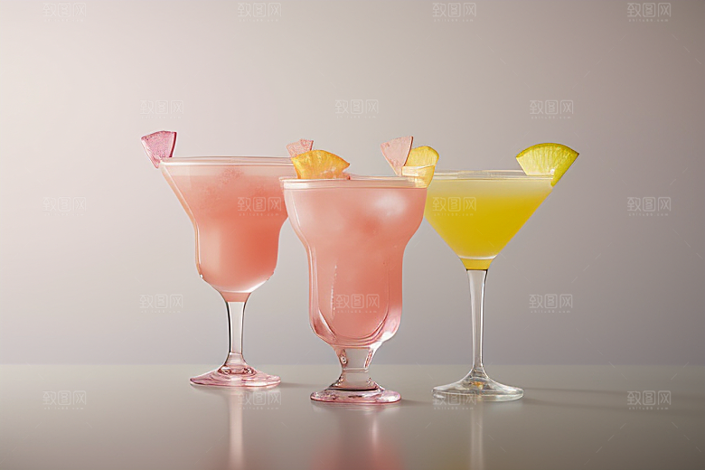 浅粉红色鸡尾酒杯甜蜜与浪漫的象征