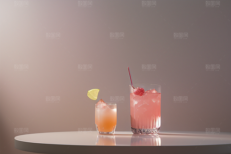 浅粉红色鸡尾酒杯甜蜜与浪漫的象征