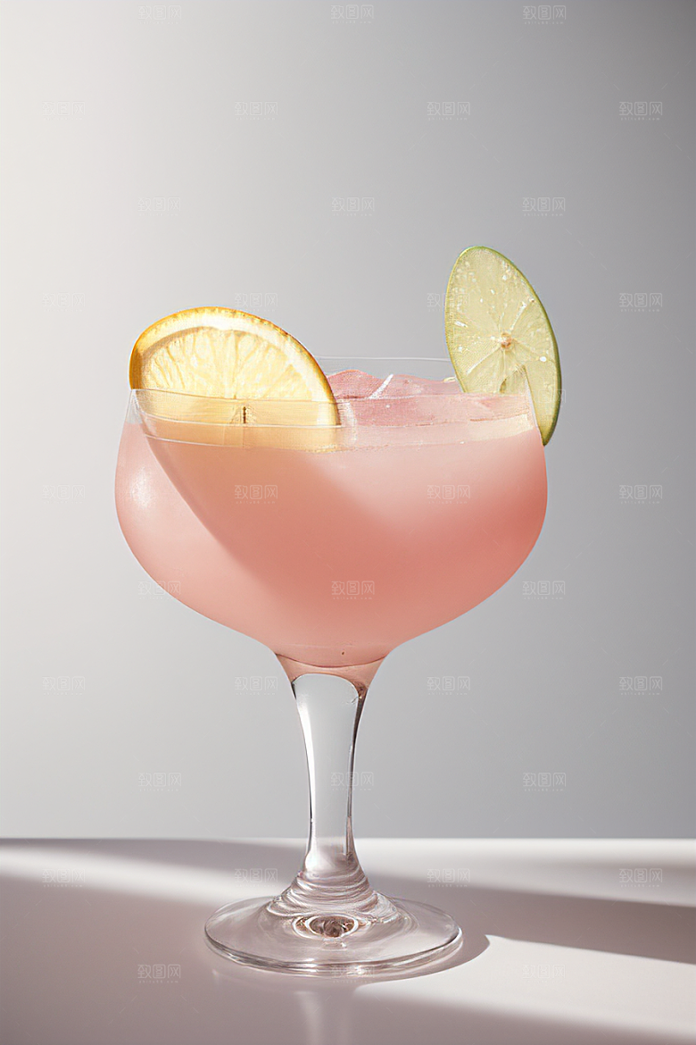 浅粉红色鸡尾酒杯甜蜜与浪漫的象征