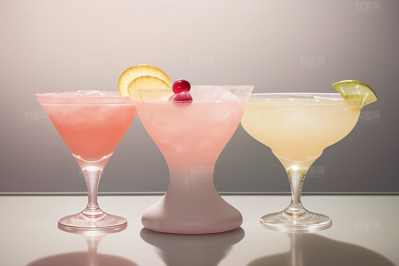 浅粉红色鸡尾酒杯甜蜜与浪漫的象征