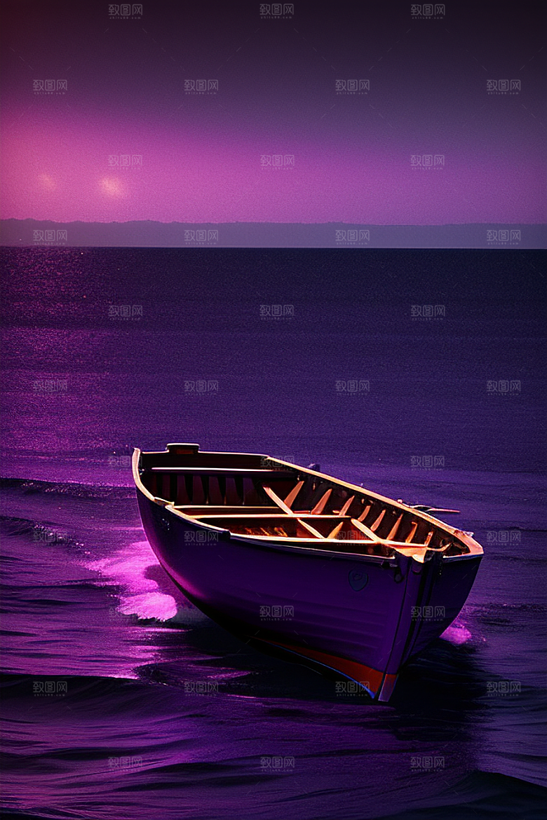 特色的紫色海洋独木舟