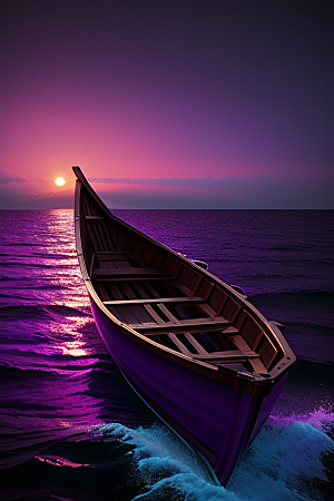 特色的紫色海洋独木舟