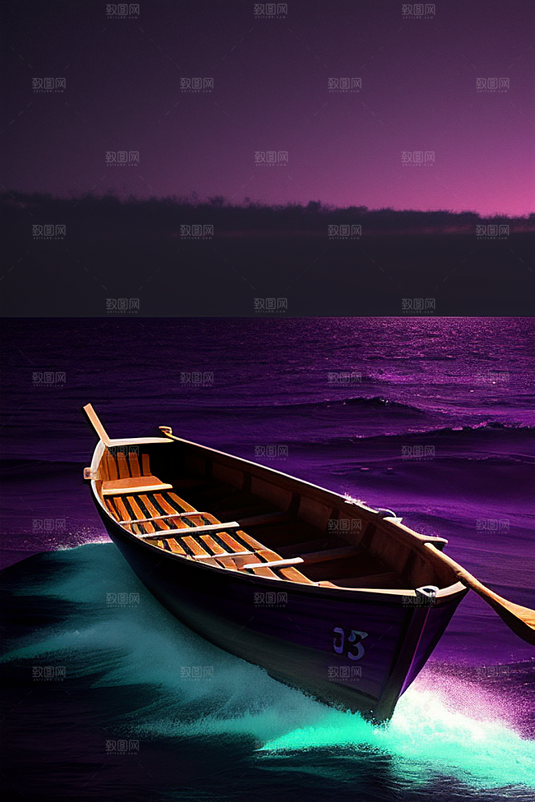 特色的紫色海洋独木舟