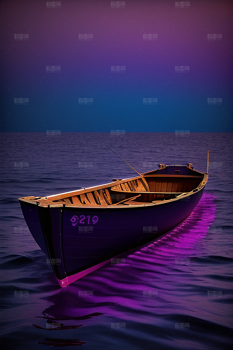 特色的紫色海洋独木舟