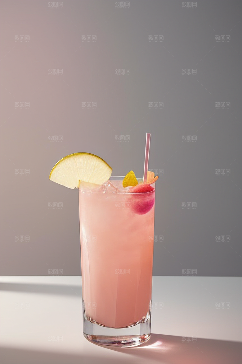 浅粉红色鸡尾酒杯法式粉红色的浪漫氛围