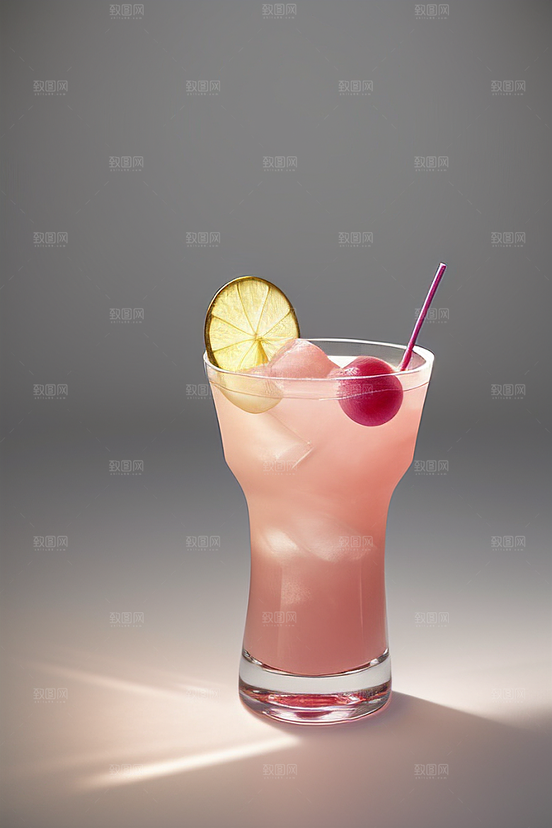 浅粉红色鸡尾酒杯法式粉红色的浪漫氛围