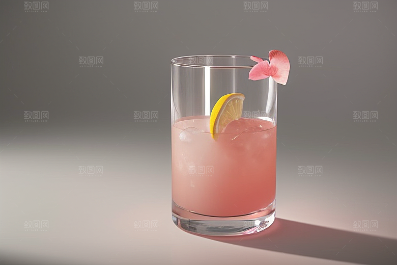 浅粉红色鸡尾酒杯法式粉红色的浪漫氛围