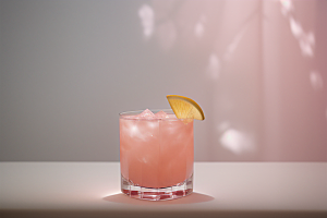 浅粉红色鸡尾酒杯法式粉红色的浪漫氛围