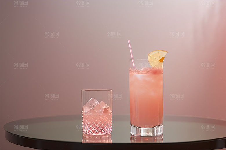 灰色鸡尾酒杯雾灰色背景下的唯美壁纸