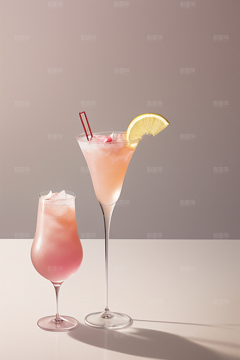 浅粉红色鸡尾酒杯法式浪漫的唯美壁纸