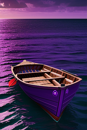 为特色的紫色海洋舢板