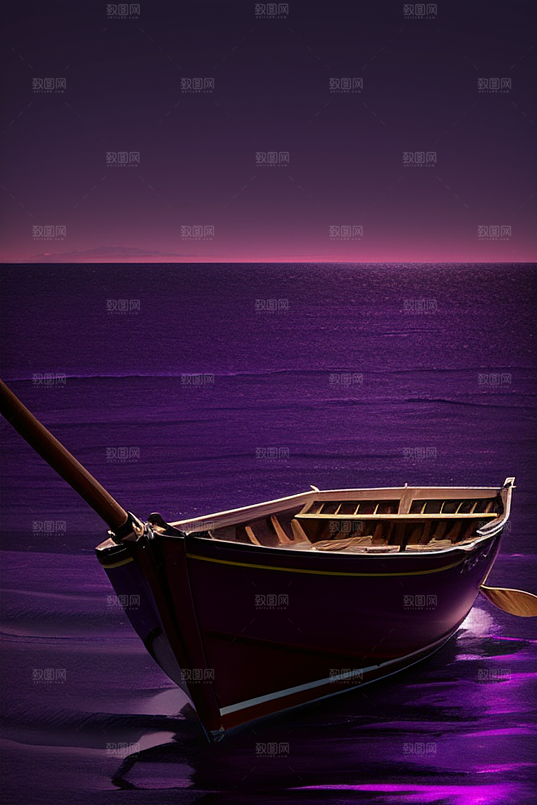 为特色的紫色海洋舢板