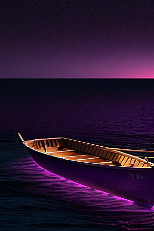 为特色的紫色海洋舢板