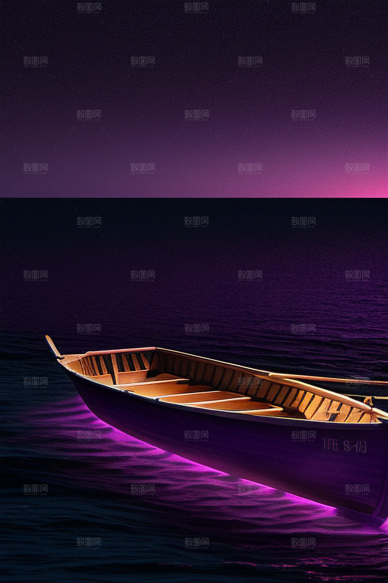 为特色的紫色海洋舢板