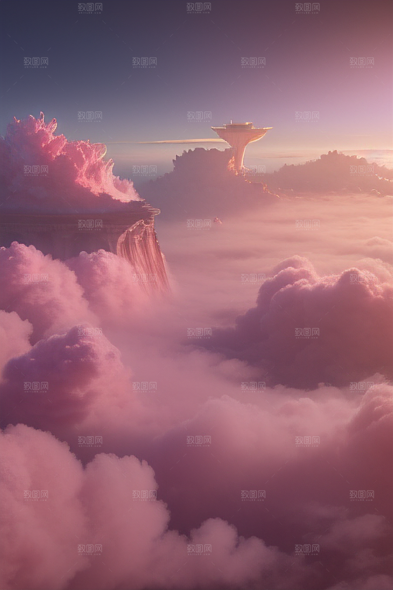 梦幻粉色玫瑰之海浩瀚视野中的绘画杰作