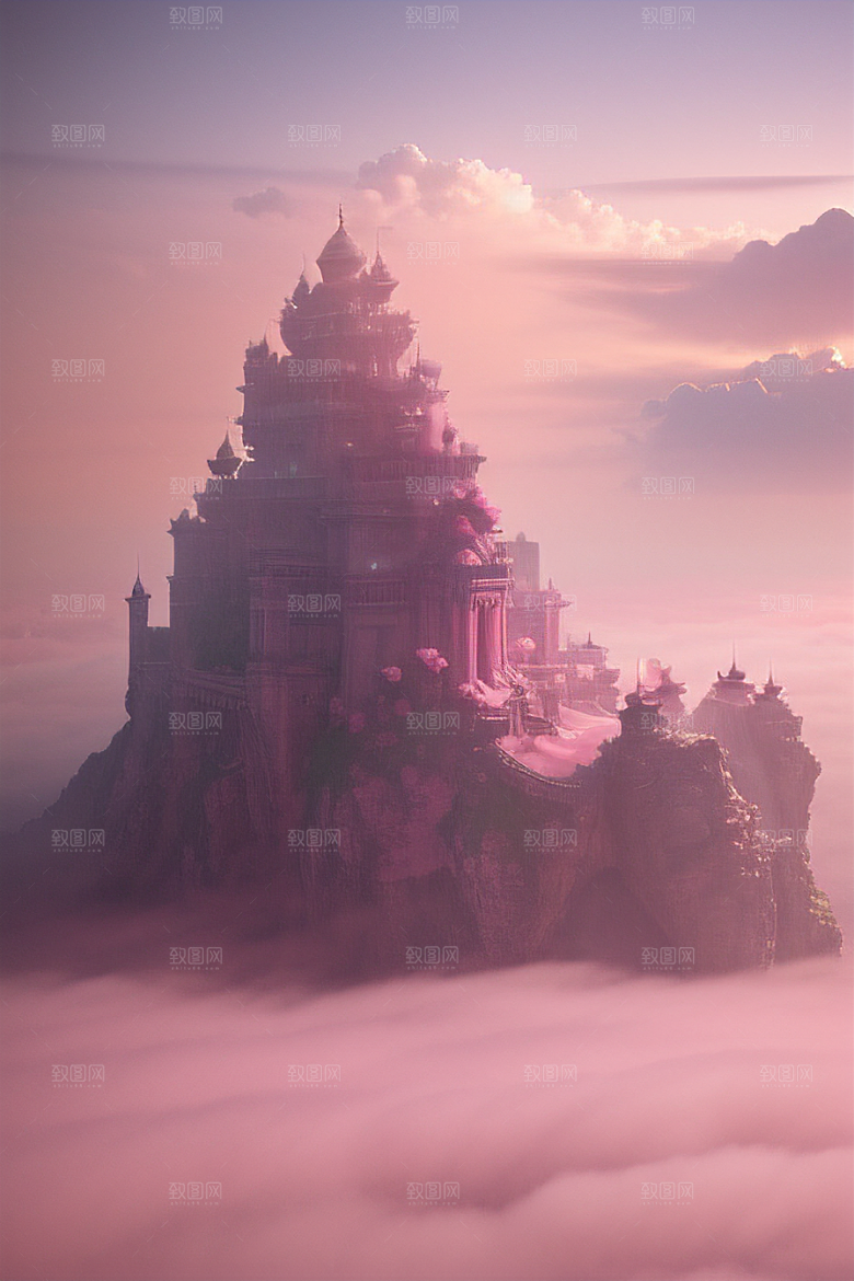 梦幻粉色玫瑰之海浩瀚视野中的绘画杰作