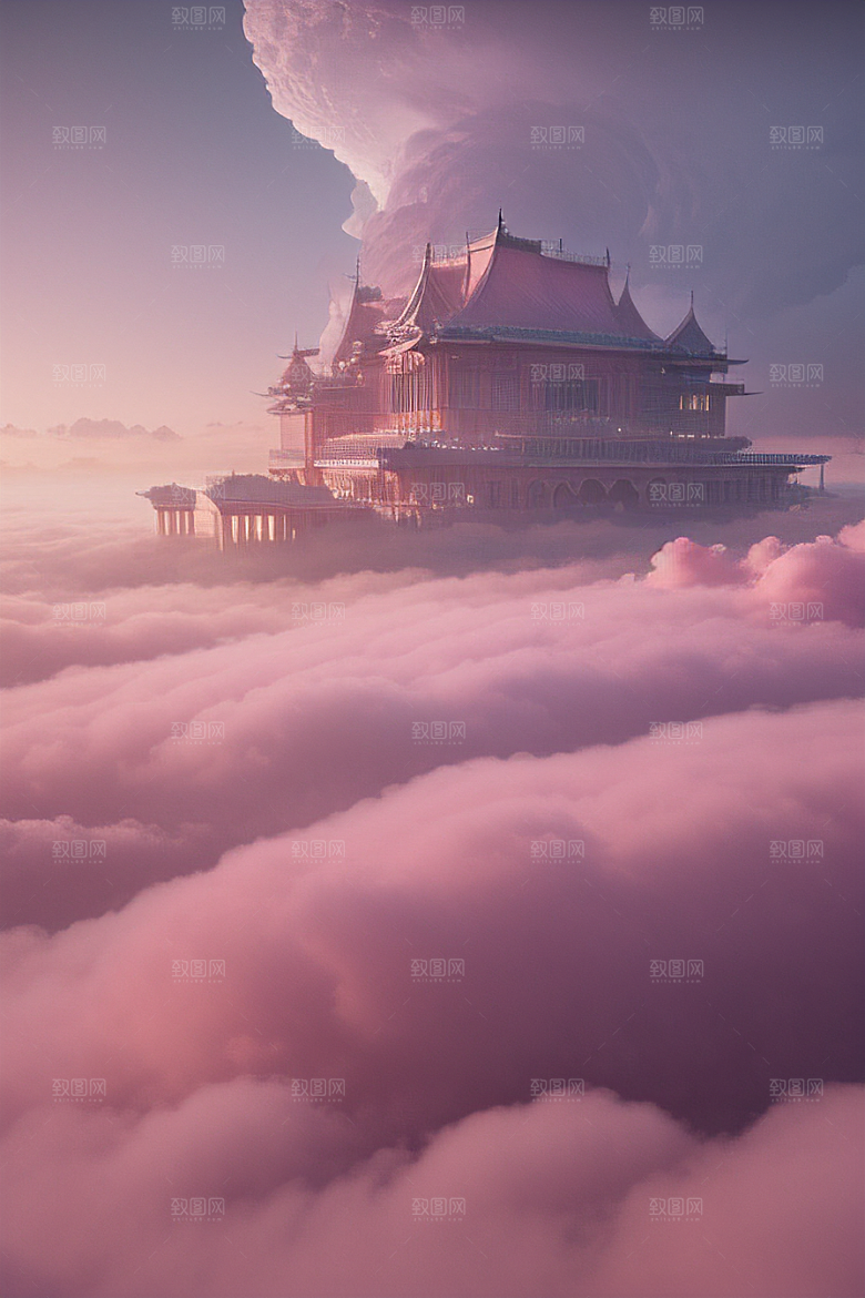 梦幻粉色玫瑰之海浩瀚视野中的绘画杰作
