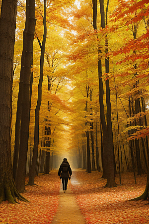 秋日森林漫步充满艺术气息