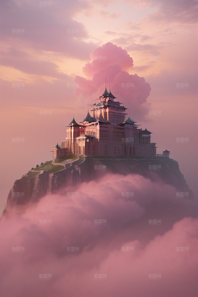 浩瀚壮丽的绘画云端中的三座绝美宫殿