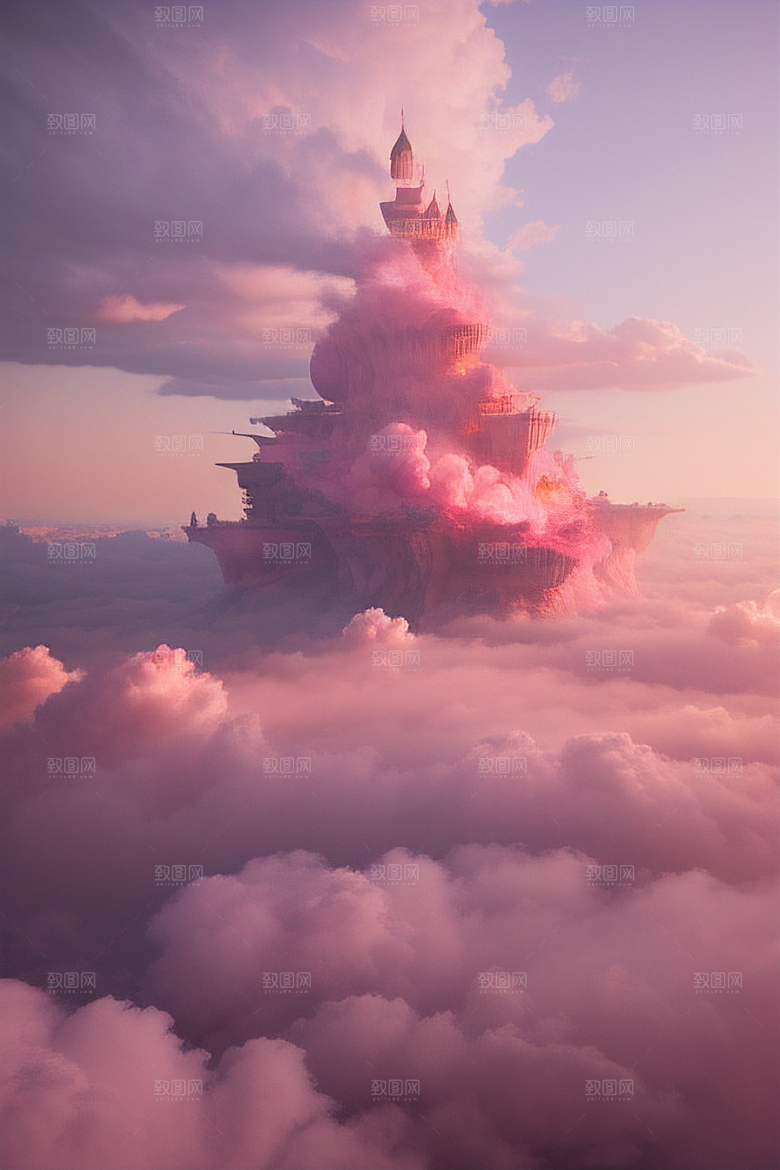 浩瀚壮丽的绘画云端中的三座绝美宫殿