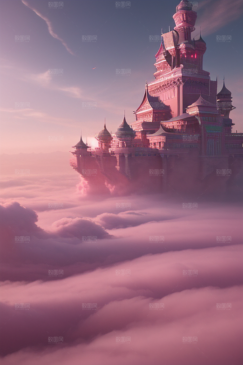 浩瀚壮丽的绘画云端中的三座绝美宫殿