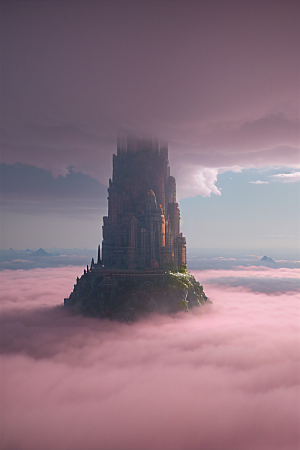 浩瀚壮丽的绘画云端中的三座绝美宫殿
