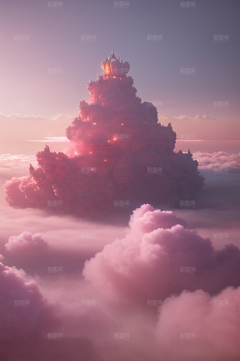 浩瀚壮丽的绘画云端中的三座绝美宫殿