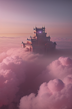梦幻景象展现水流如瀑的壮丽云端宫殿