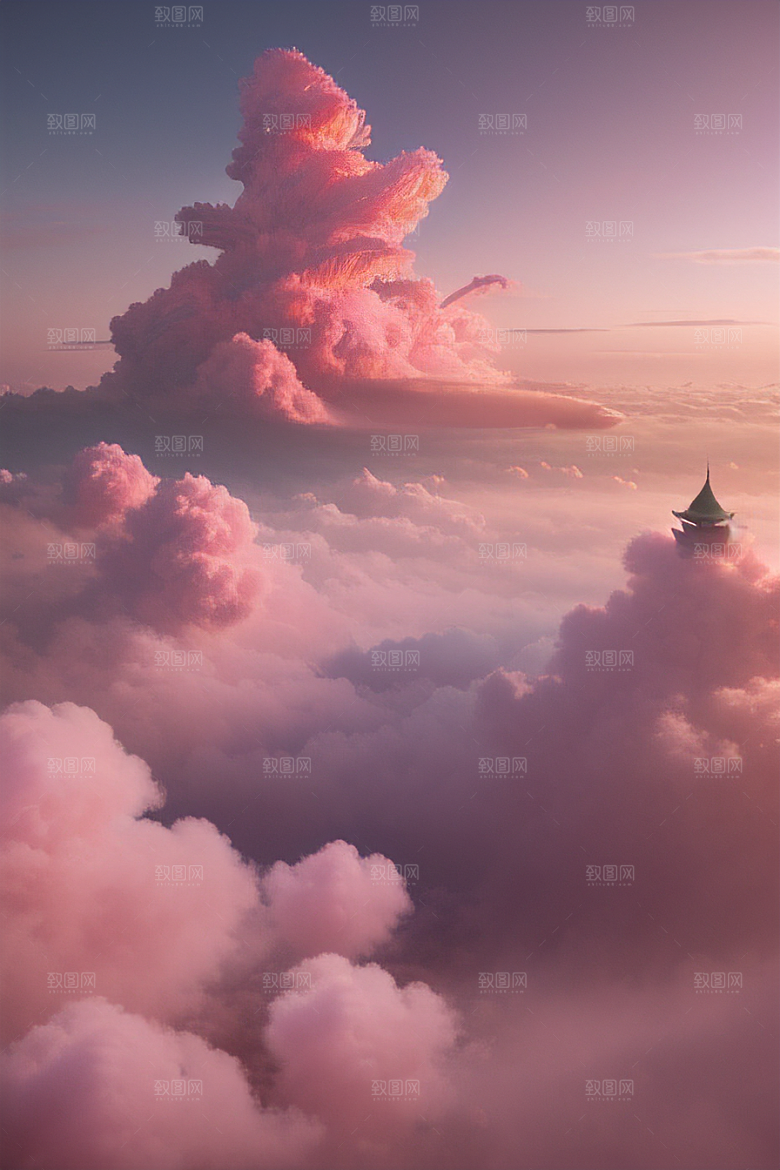 梦幻景象展现水流如瀑的壮丽云端宫殿