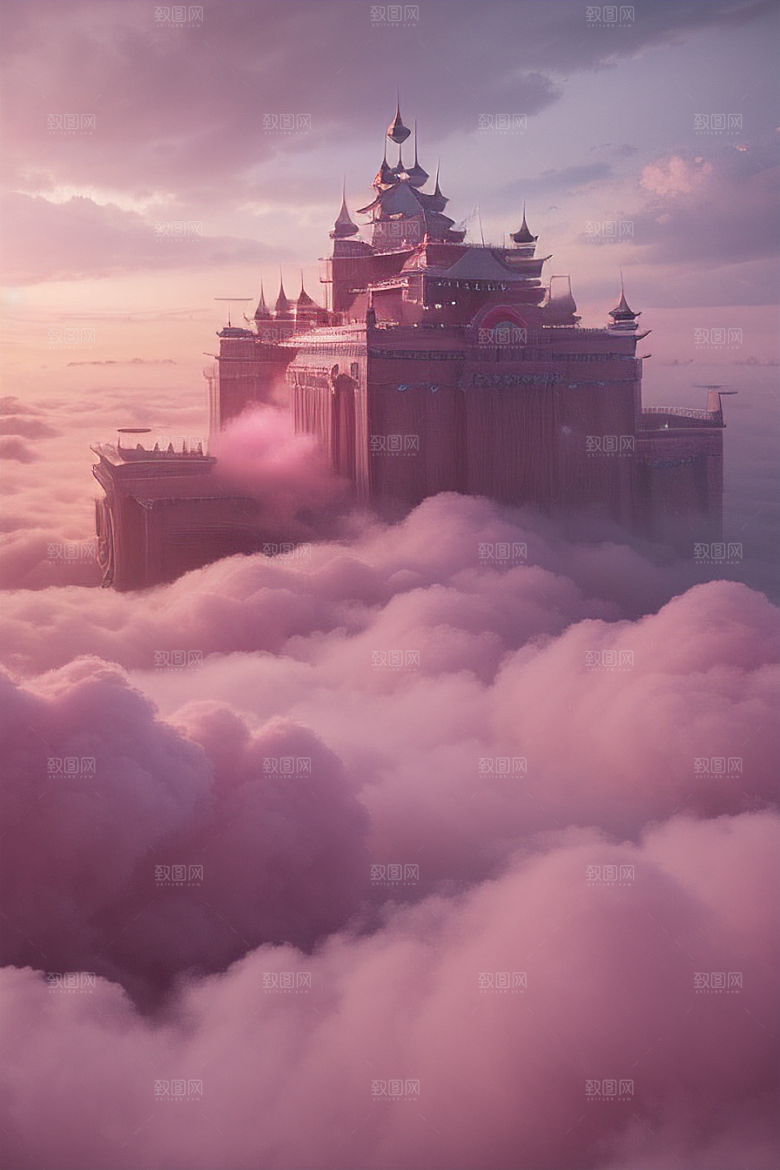 梦幻景象展现水流如瀑的壮丽云端宫殿