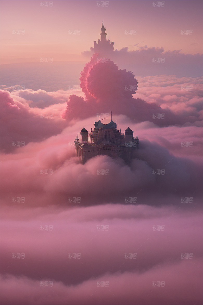 梦幻景象展现水流如瀑的壮丽云端宫殿