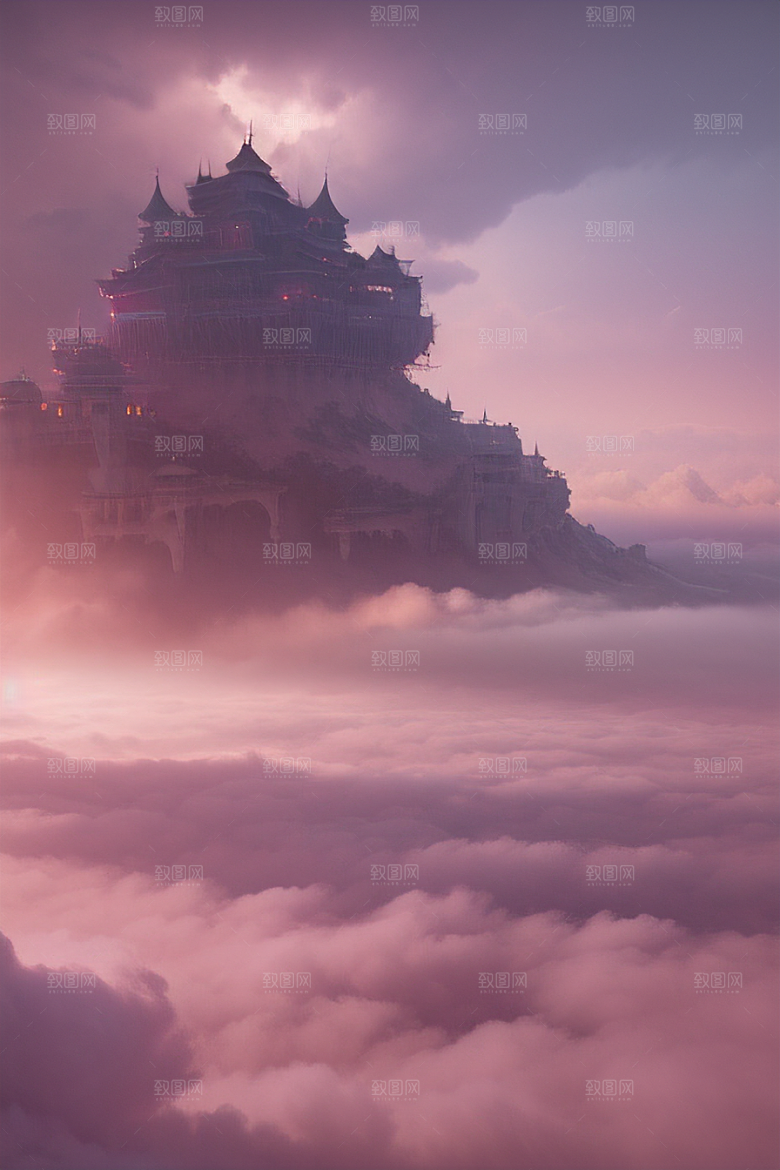 浩瀚视野中的梦幻云海梦幻粉色玫瑰之海