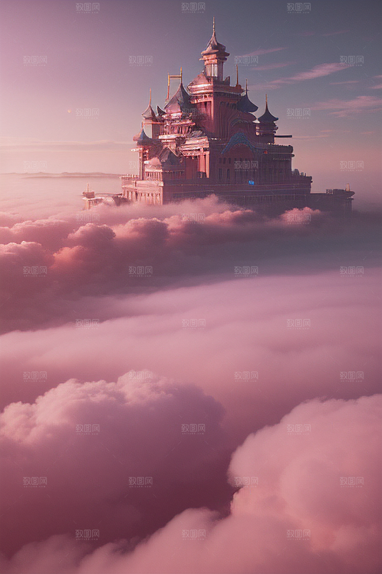 浩瀚视野中的梦幻云海梦幻粉色玫瑰之海