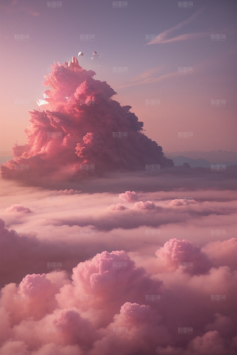 梦幻云海中的三座宫殿超清晰画面展现