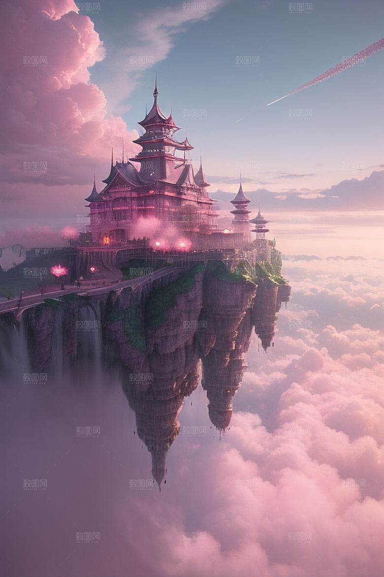 浩瀚壮丽的绘画水流如瀑的梦幻景象