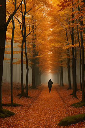 秋日森林漫步景色细腻入微
