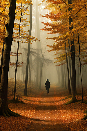 秋日森林漫步景色细腻入微