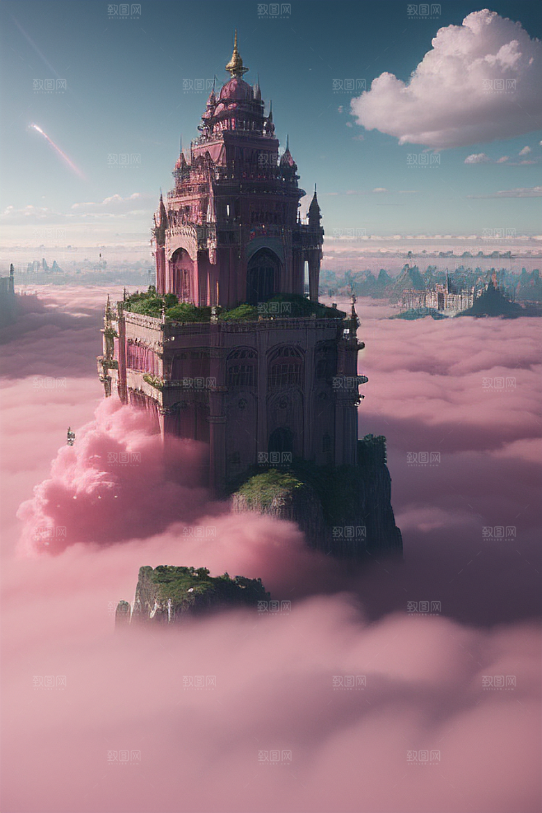 高清绘画浩瀚视野中的梦幻云海