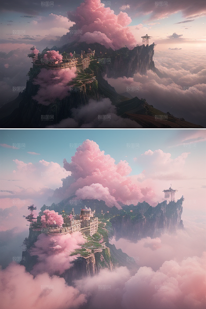 高清绘画浩瀚视野中的梦幻云海