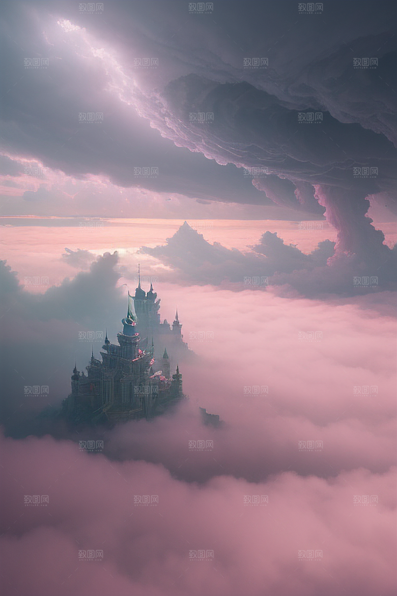 高清绘画浩瀚视野中的梦幻云海