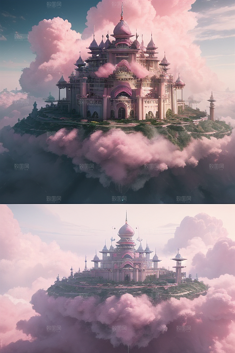 高清绘画浩瀚视野中的梦幻云海