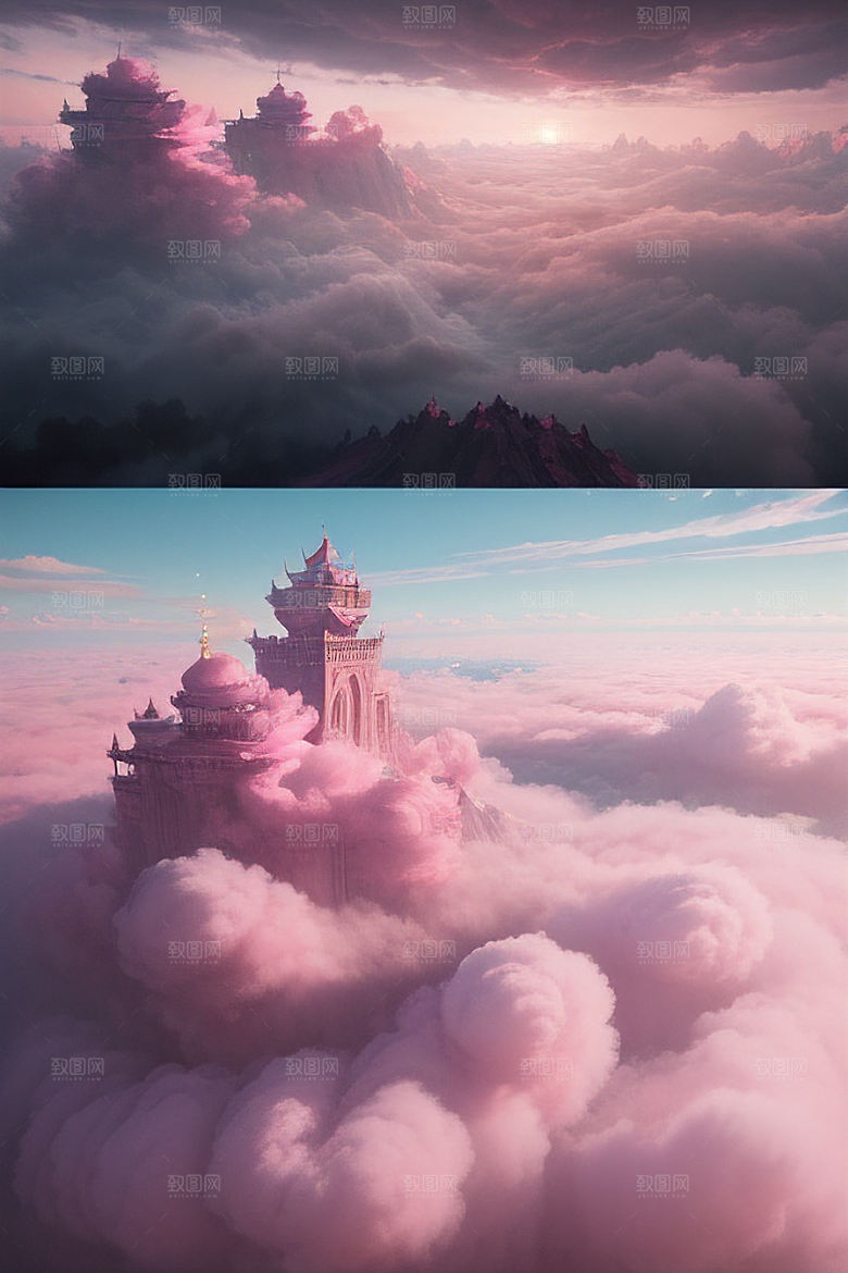 高清绘画浩瀚视野中的梦幻云海