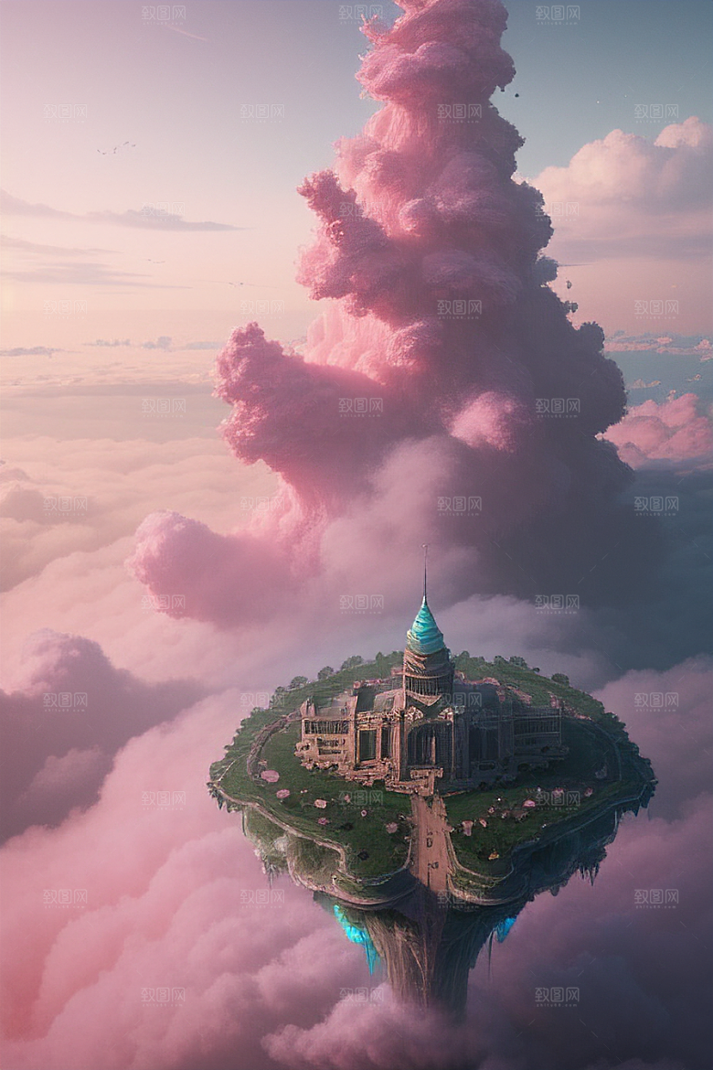 高清绘画浩瀚视野中的梦幻云海