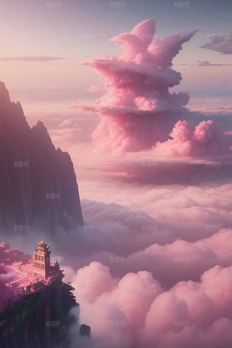 梦幻粉色玫瑰之海浩瀚视野中的绘画杰作
