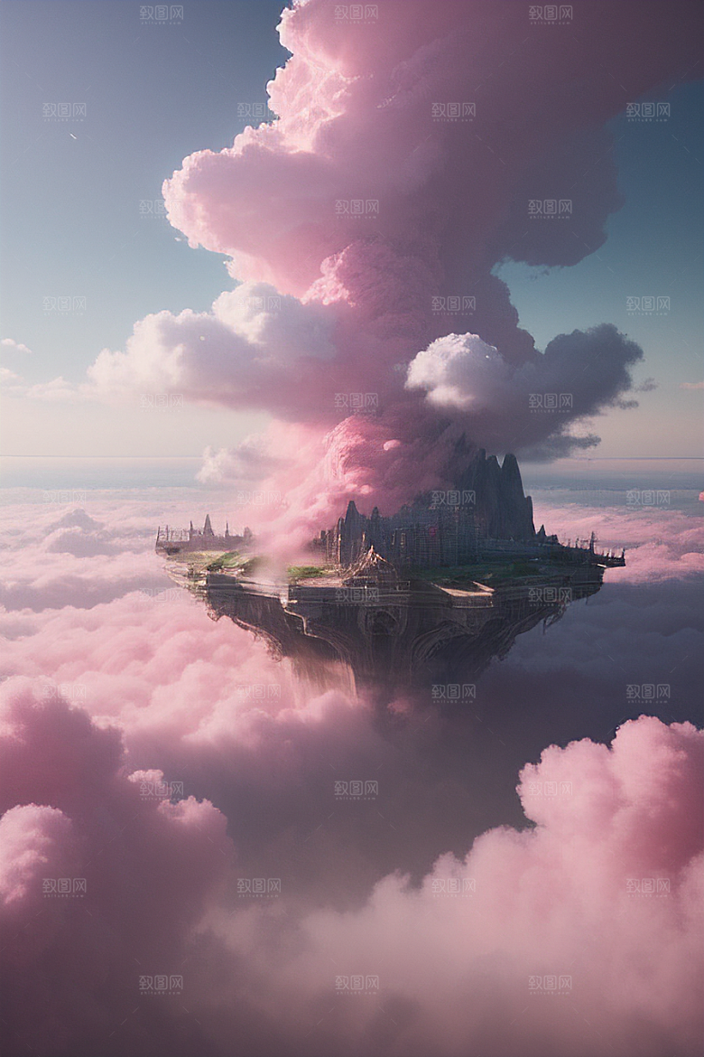 梦幻粉色玫瑰之海浩瀚视野中的绘画杰作
