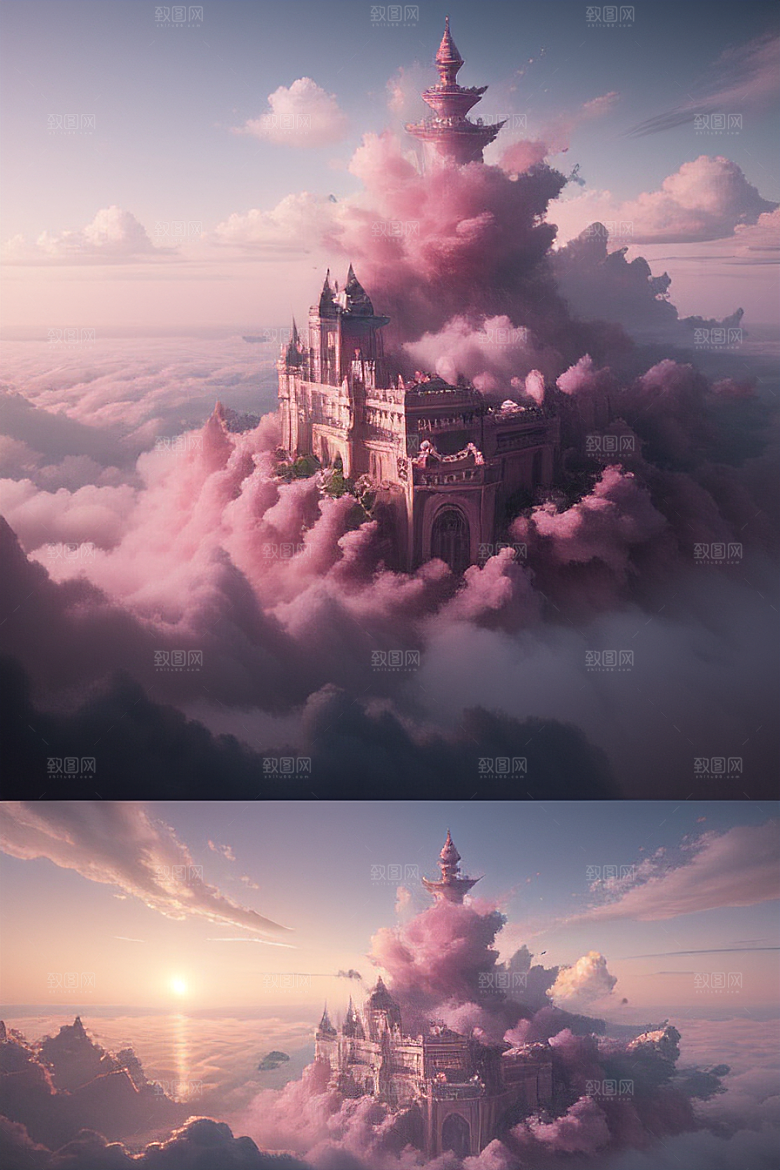 梦幻粉色玫瑰之海浩瀚视野中的绘画杰作