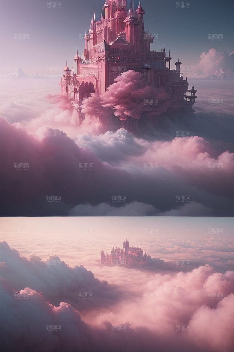 梦幻粉色玫瑰之海浩瀚视野中的绘画杰作