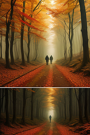 秋日森林漫步充满艺术气息