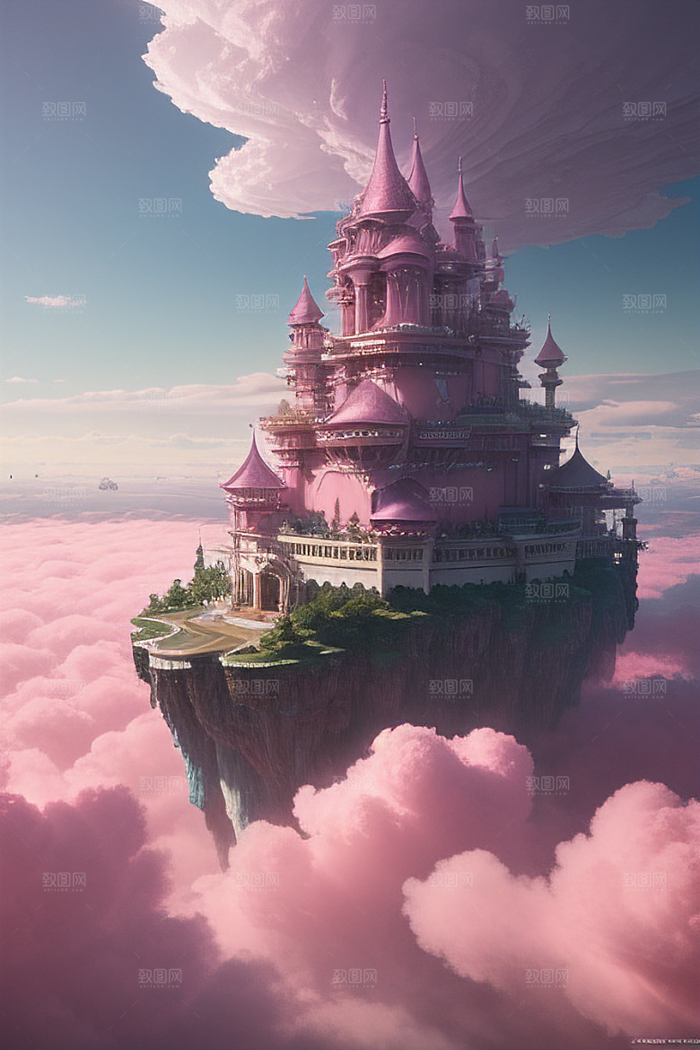 浩瀚壮丽的绘画云端中的三座绝美宫殿